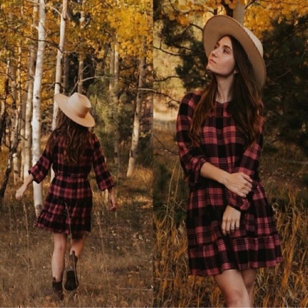 Anthropologie Cloth & Stone Daia Plaid Mini Dress Size Large (Missing Belt) - Picture 2 of 10